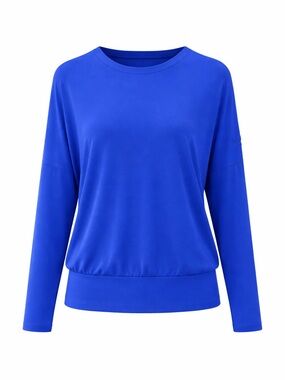 Aleeza Paris Relaxed Fit Top in Cobalt Blue Long Sleeve Size Large NWT